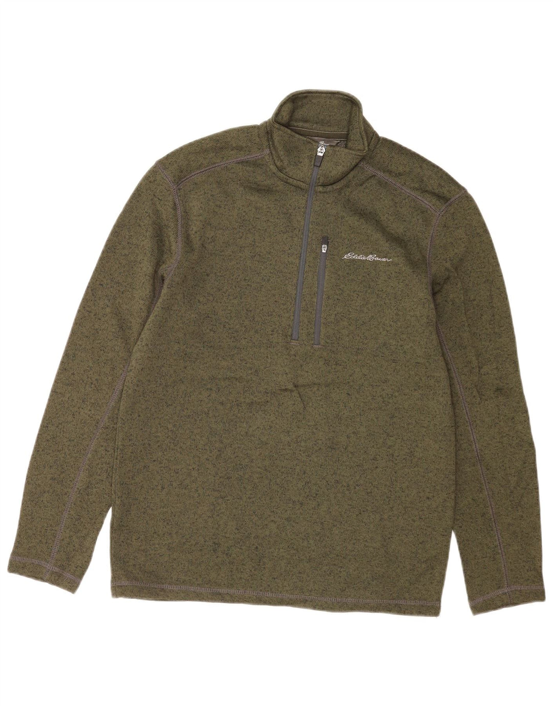 Męski sweter z zamkiem błyskawicznym Eddie Bauer, mały, zielony, nakrapiany poliester