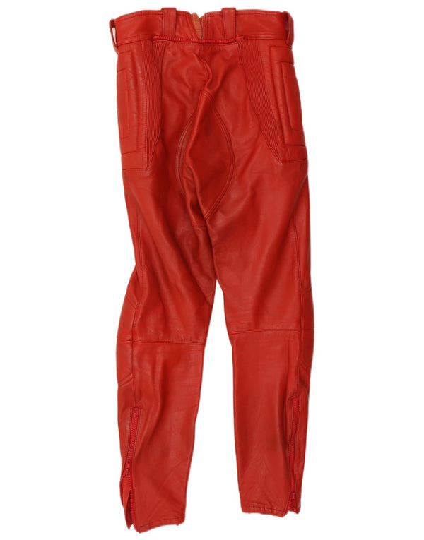 Vintage męskie skórzane spodnie Moto Racer IT 48 Medium W30 L29 czerwona skóra