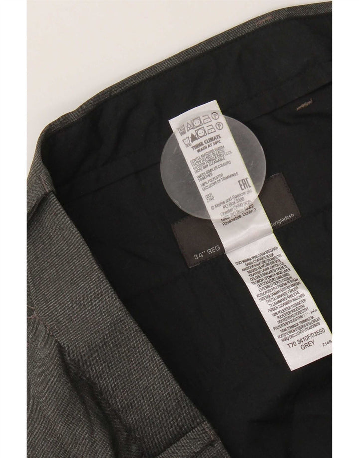 Damskie proste spodnie garniturowe Marks & Spencer W34 L31 Szary poliester