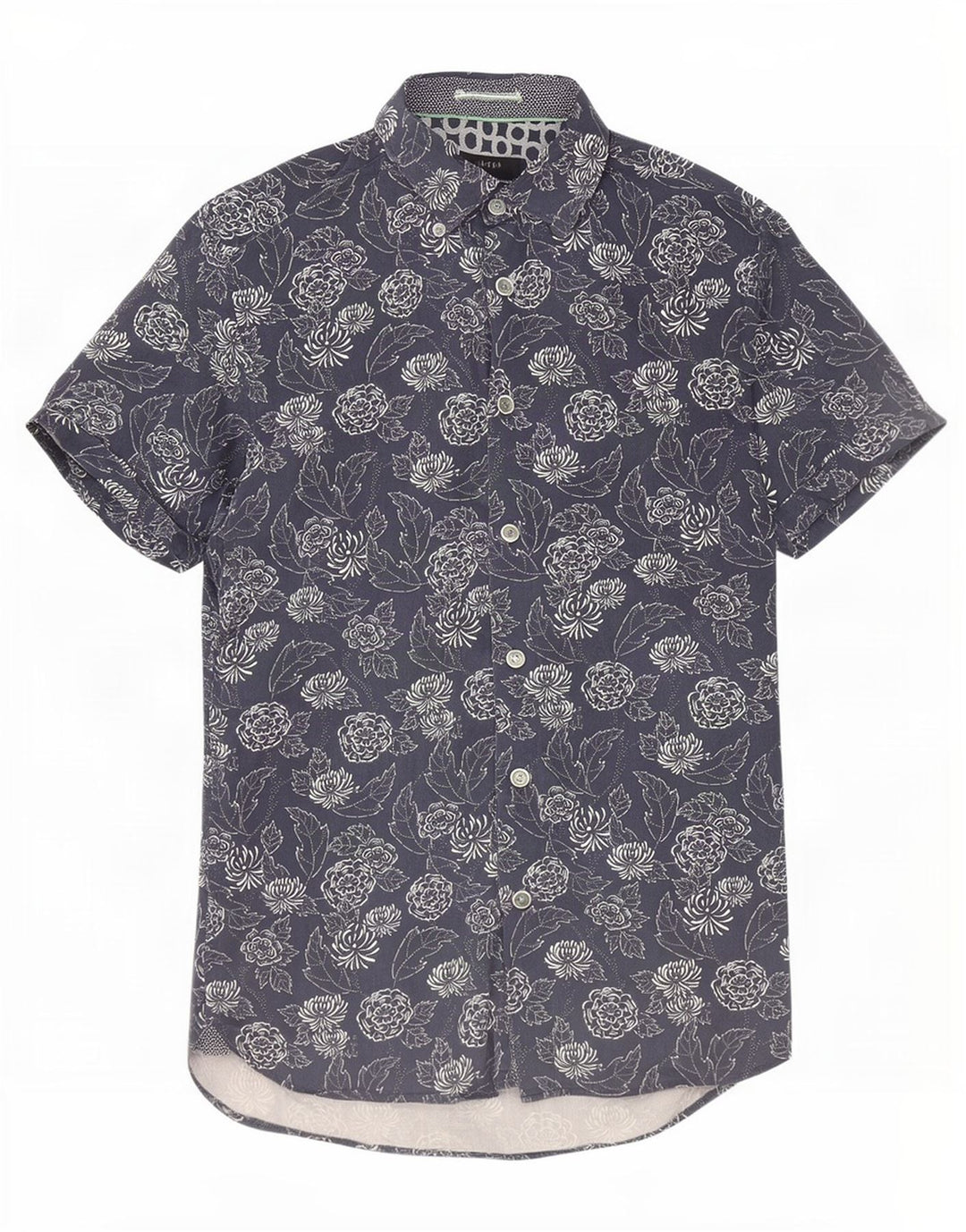 Koszula męska z krótkim rękawem Ted Baker, rozmiar 2, mała, granatowa, bawełniana w kwiaty