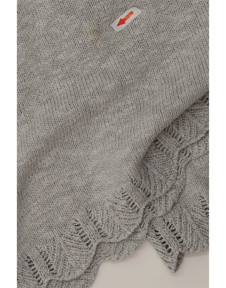 Marks & Spencer Damski sweter z popeliny z dekoltem w kształcie litery V, UK 16, duży, szary