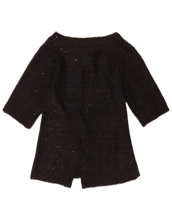 Byblos Damski sweter rozpinany z rękawem 3/4 UK 4 XS, czarny, nakrapiany