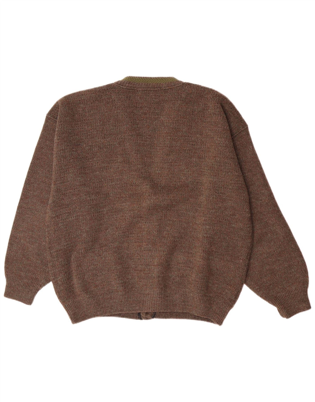Vintage męski sweter rozpinany, duży, brązowy, nakrapiany