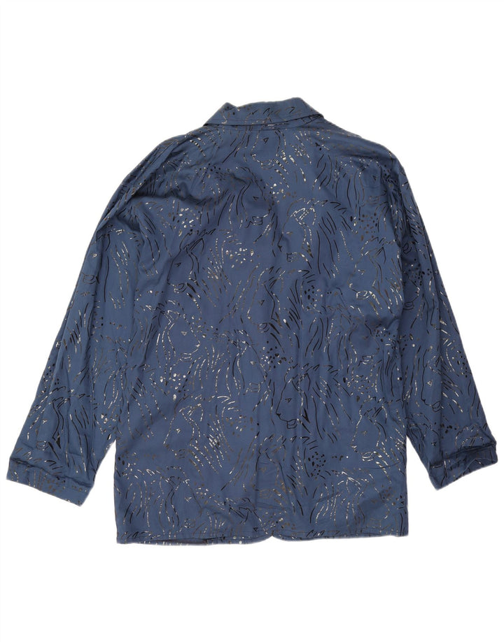 Damska kurtka oversize w stylu vintage EU 40, średni niebieski nadruk zwierzęcy