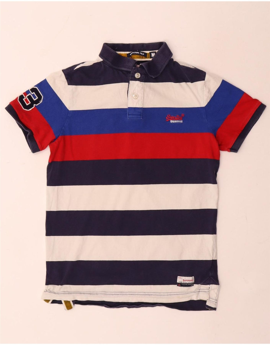 Męska koszulka polo Superdry z grafiką, średnia, wielokolorowa, bawełniana w paski