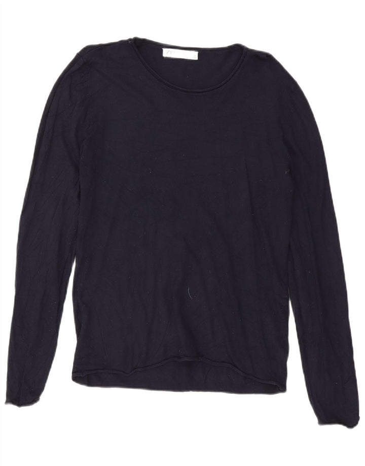 Damski top z długim rękawem Zara UK 18 XL Granatowa wiskoza