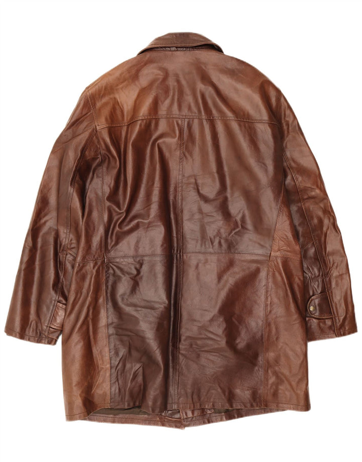 Vintage męski płaszcz skórzany UK 44 2XL brązowa skóra
