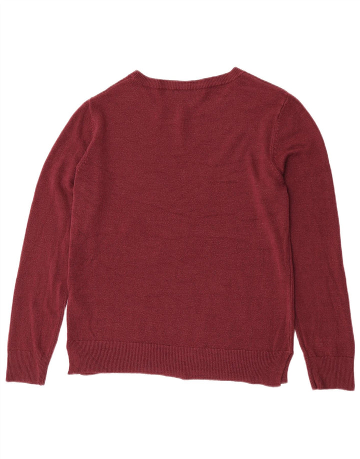 Marks & Spencer Damski sweter z dekoltem w łódkę, UK 12, średni bordowy akryl