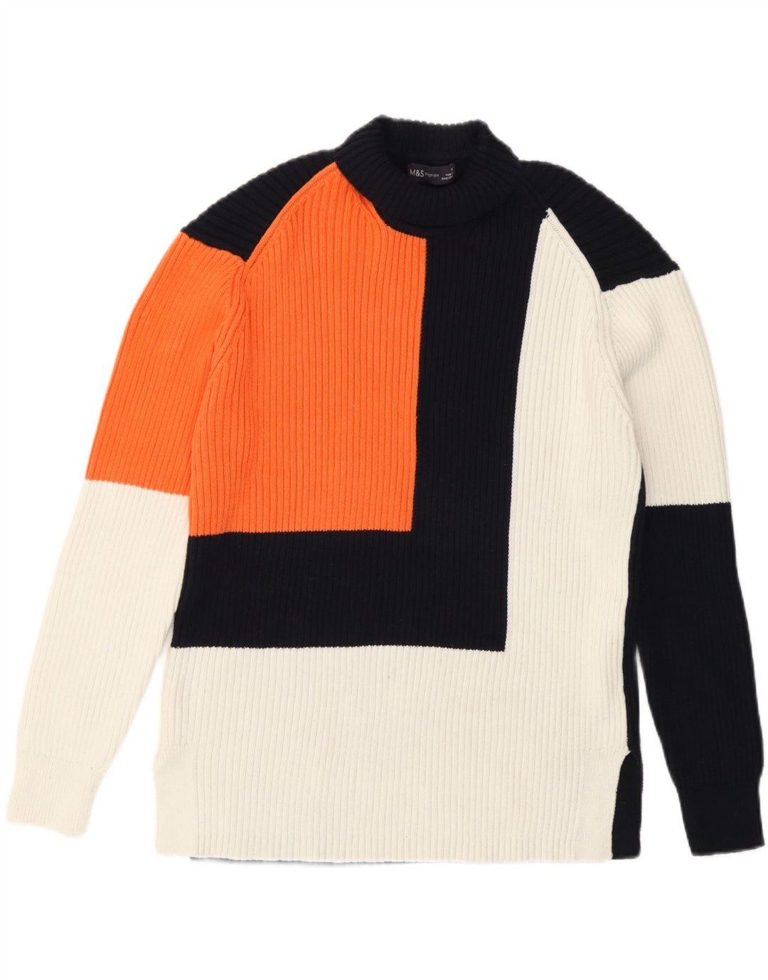 Marks & Spencer Damski sweter z golfem UK 14, średni granatowy