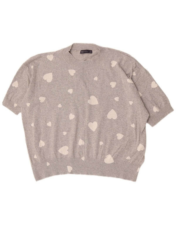 Marks & Spencer Damski sweter z krótkim rękawem i golfem UK 18 XL Grey