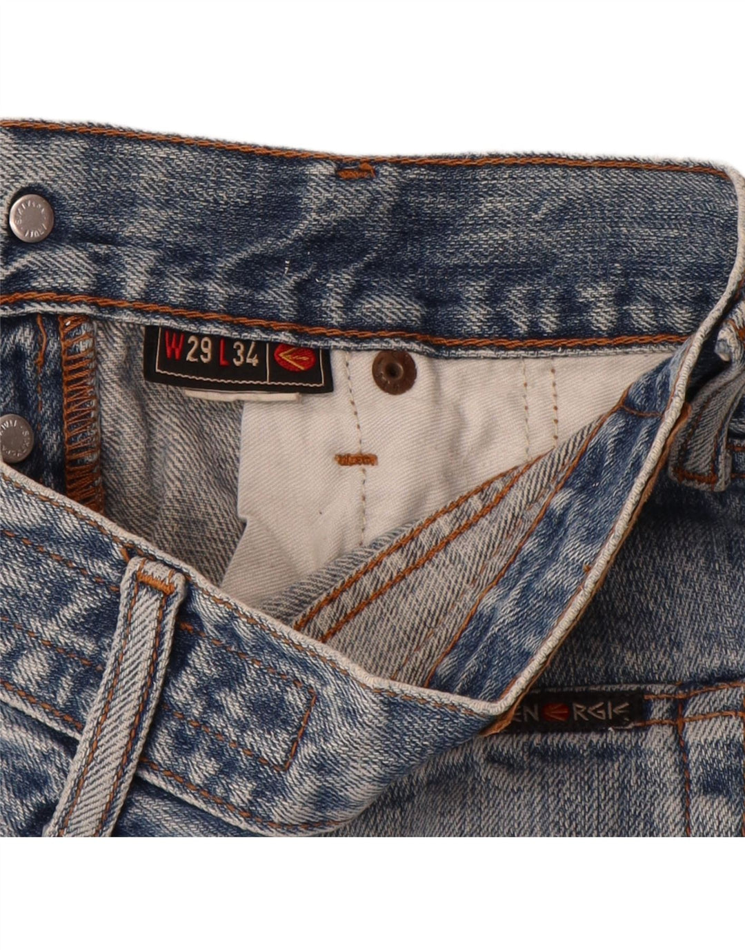 ENERGIE Męskie proste dżinsy W29 L34 Niebieskie, bawełniane