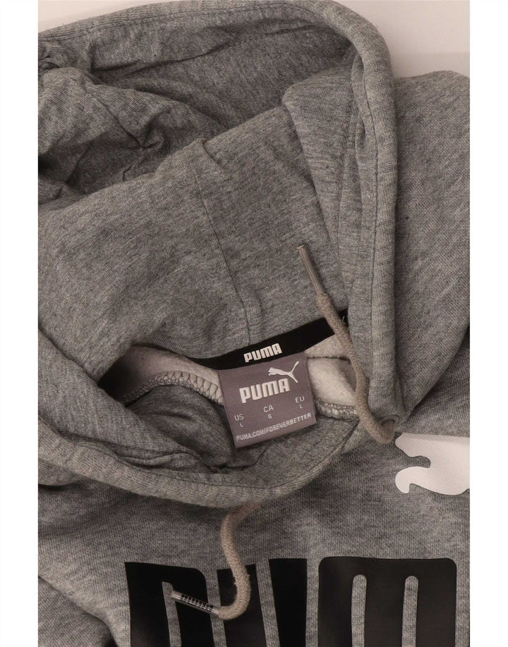 Męski sweter z kapturem Puma z grafiką, duży, szary, nakrapiany