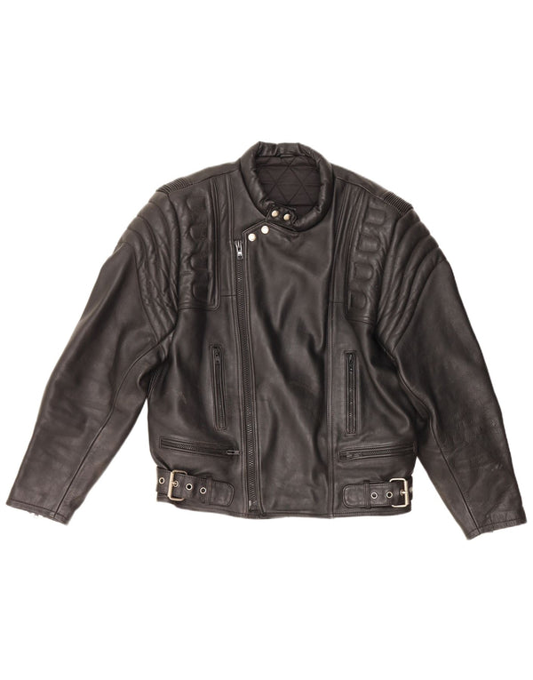 Vintage Mens Motorcycle Leather Biker Jacket UK 36 Small Black Leather