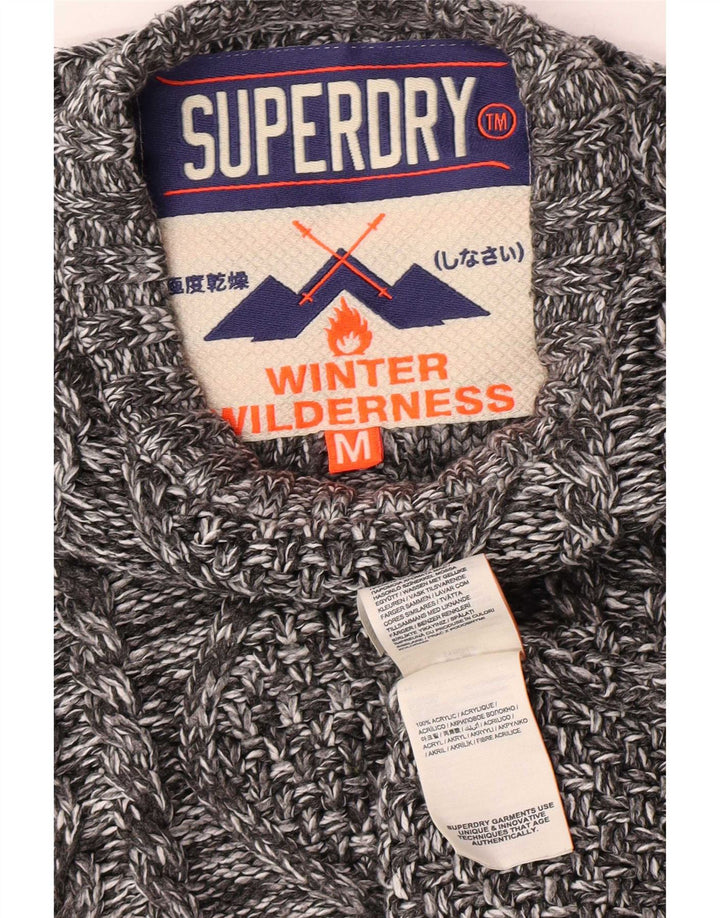 Męski sweter z okrągłym dekoltem Superdry Średni szary, nakrapiany, akrylowy, zimowy