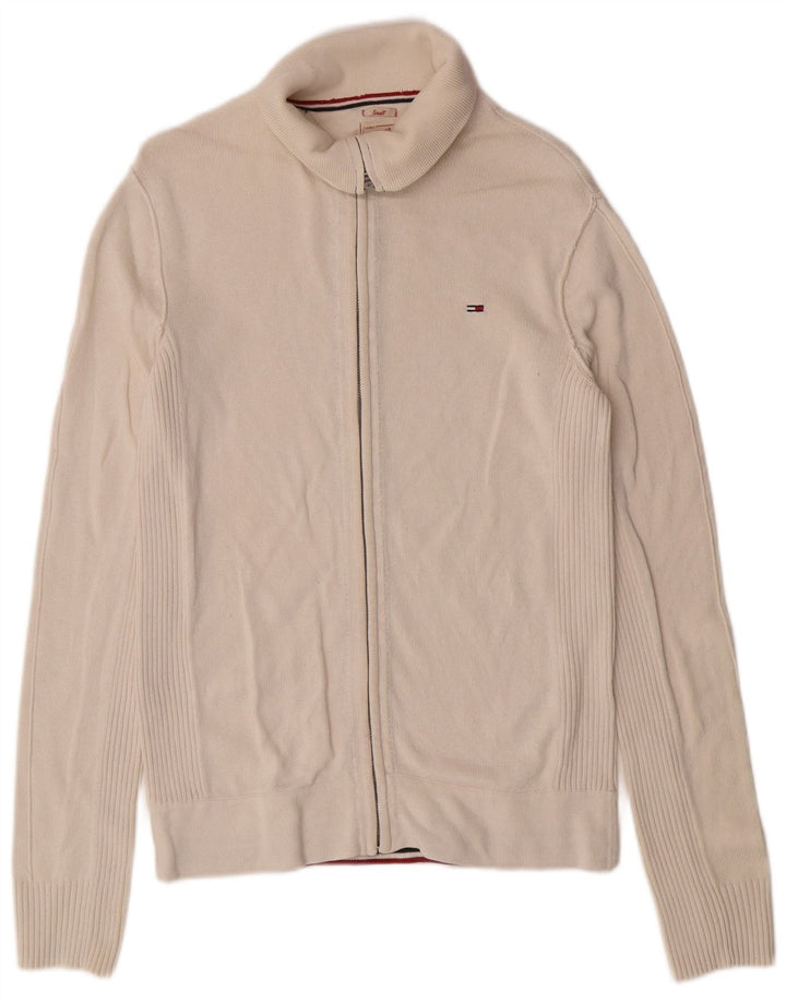 Męski sweter rozpinany Tommy Hilfiger, mały, z białej bawełny