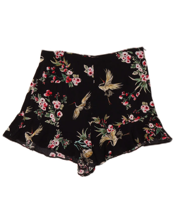 Damskie spodenki z wysokim stanem Zara, małe W26, czarne w kwiaty