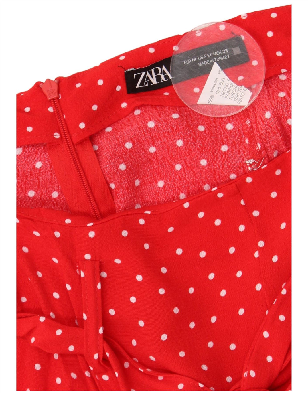 Damska spódniczka mini Zara Medium W28 Red Spotted Wiskoza