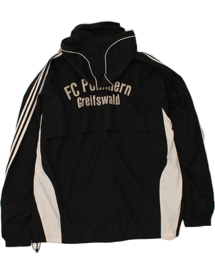 Męska kurtka przeciwdeszczowa ADIDAS z grafiką, UK 48/50 XL, czarny poliester z blokami kolorów