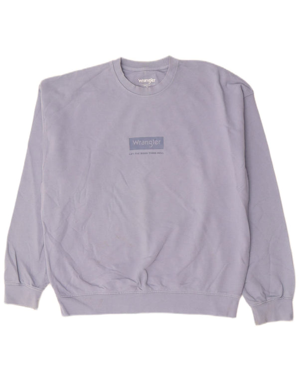 WRANGLER Męski sweter z grafiką o luźnym kroju, mały, niebieski, bawełniany