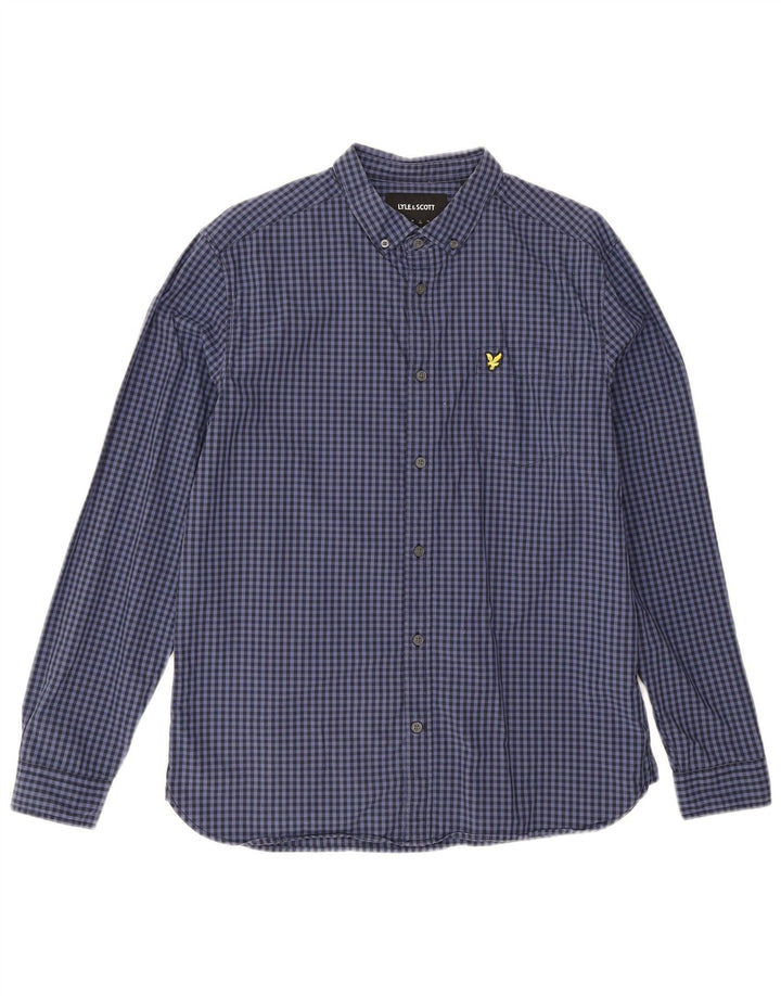 Koszula męska Lyle & Scott, duża, granatowa, bawełniana w kratkę