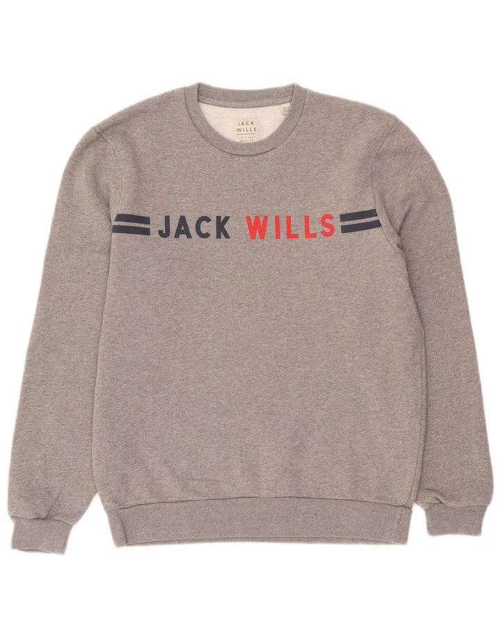 Męska bluza z grafiką Jack Wills, średnio szara, nakrapiana bawełna