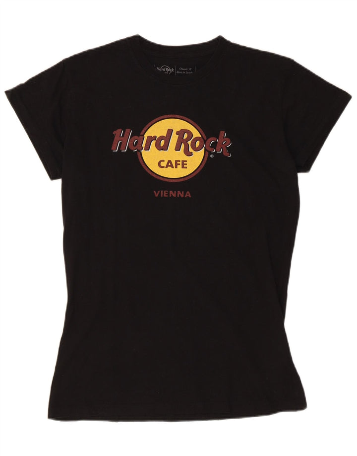 T-shirt damski HARD ROCK CAFE Vienna Graphic Top UK 14, duży, czarny, bawełniany