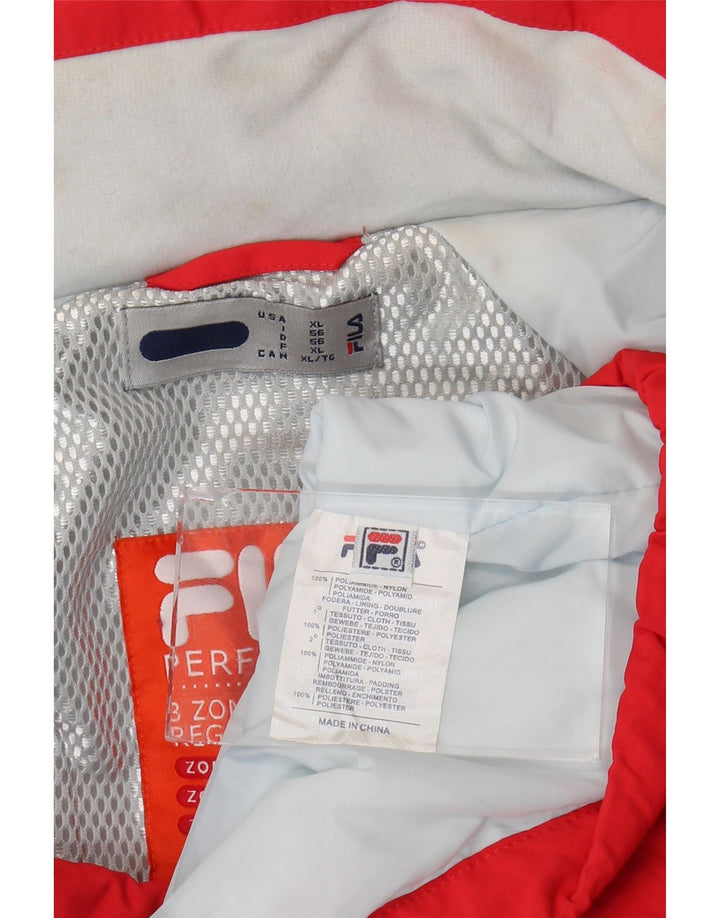 Męska kurtka narciarska Fila IT 56 XL, czerwony poliamid z blokami kolorów