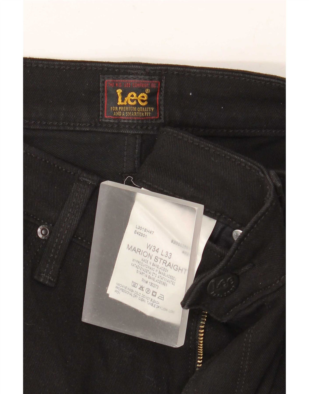 Damskie jeansy Lee Marion Straight W34 L33 Czarne bawełniane