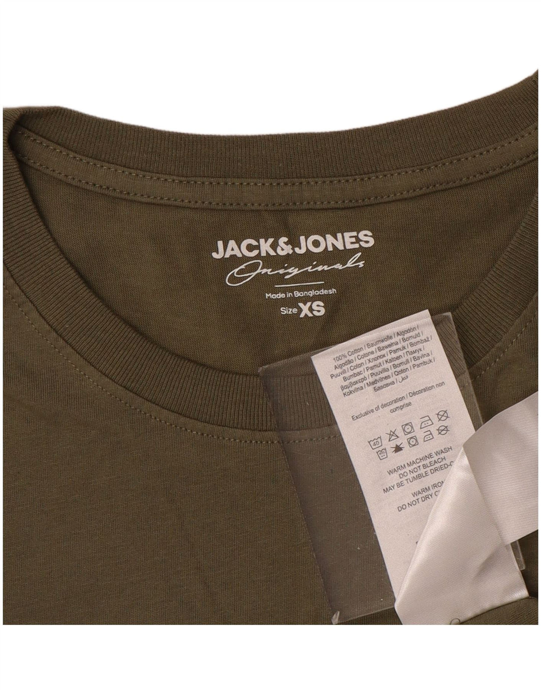 T-shirt męski JACK & JONES, top XS, bawełna khaki