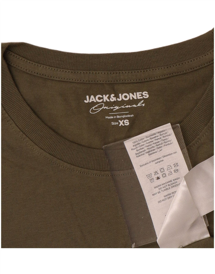 T-shirt męski JACK & JONES, top XS, bawełna khaki