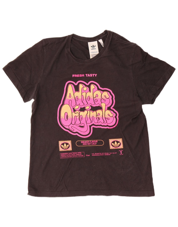 Adidas Mens Graphic T-Shirt Top Medium Black Cotton
