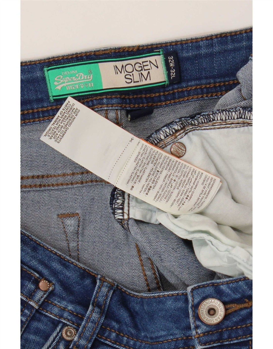 Damskie jeansy Superdry Imogen Slim W32 L32 Niebieskie, bawełniane