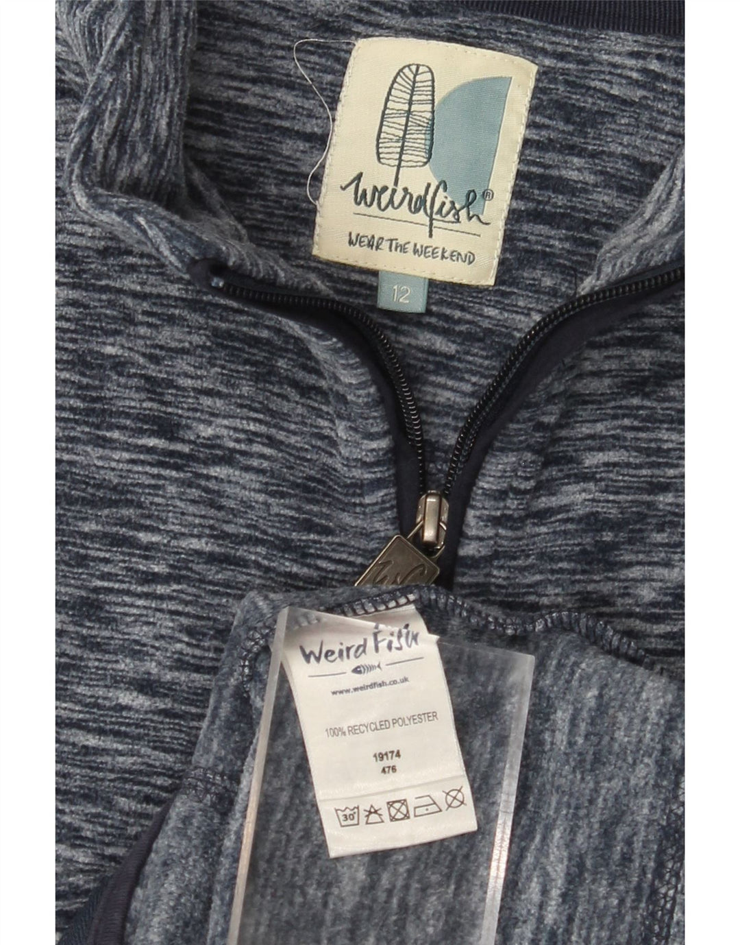 Damska kurtka polarowa WEIRD FISH UK 12, średni granatowy, poliestrowy wzór