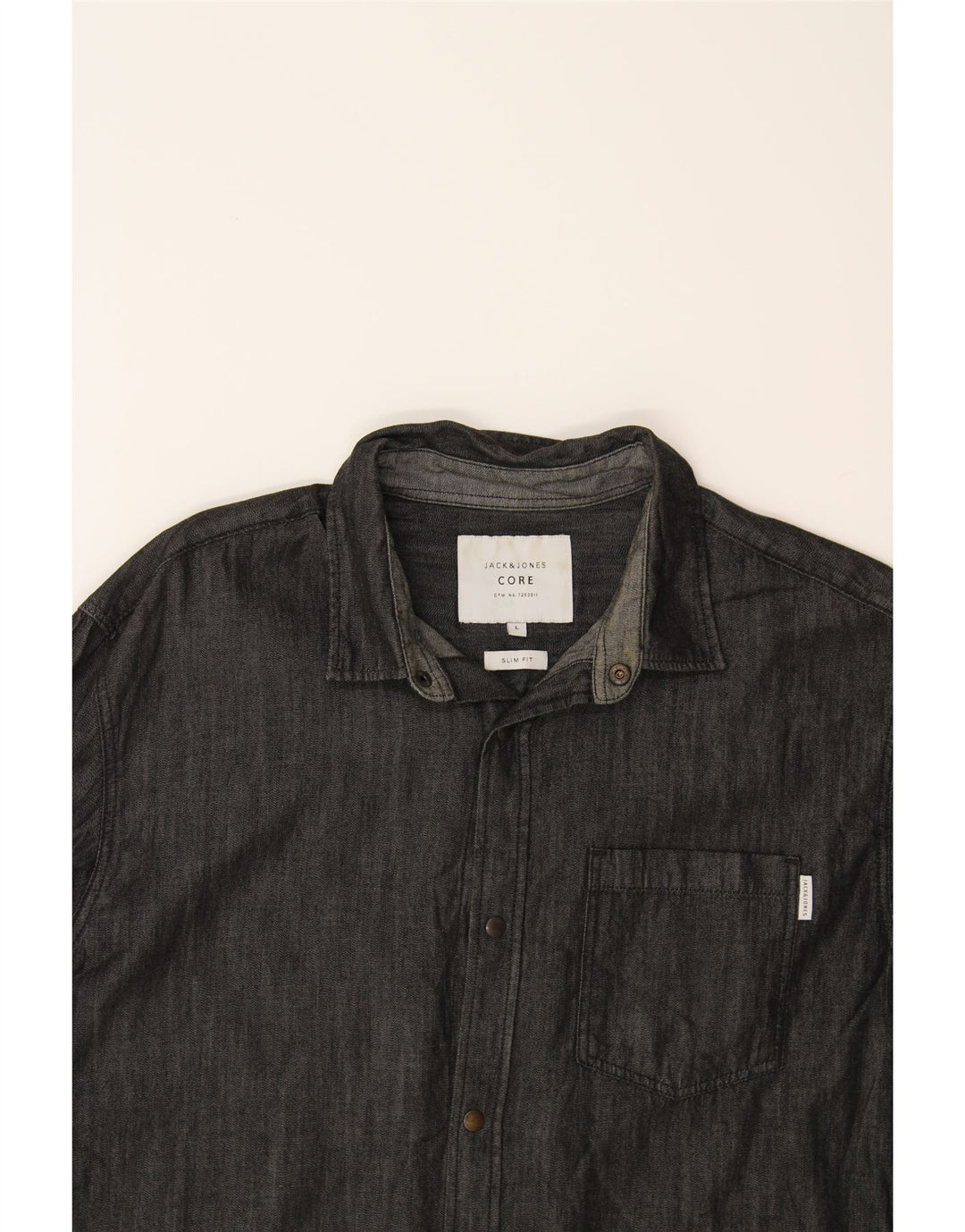 JACK & JONES Mens Slim Fit Shirt Large Grey Cotton Vintage Jack & Jones and Second-Hand Jack & Jones from Messina Hembry 