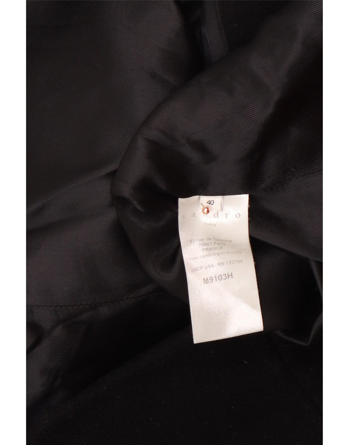 Damski płaszcz z kapturem SANDRO EU 40, średnia czarna wełna