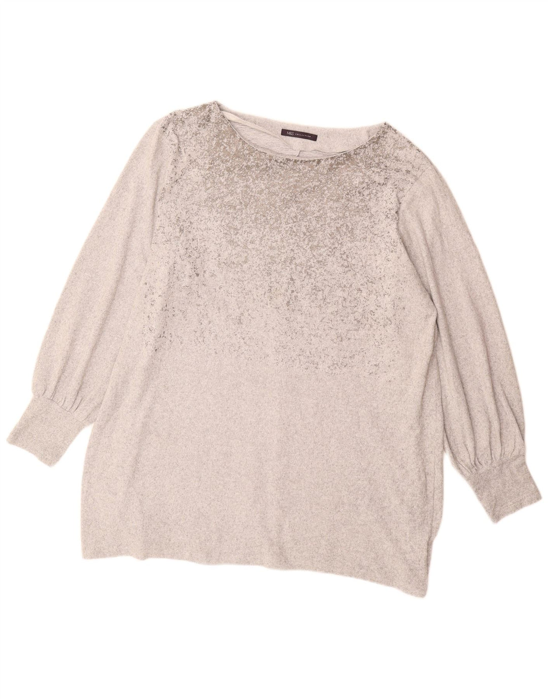 MARKS & SPENCER Womens Sweatshirt Jumper UK 22 3XL Grey Flecked Polyester