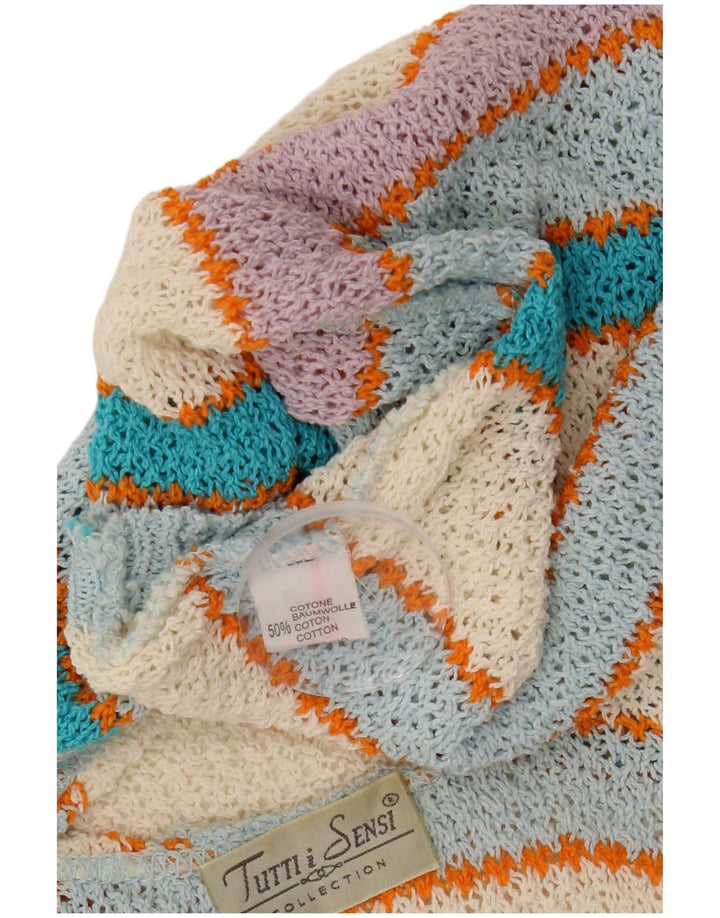 Damski podkoszulek VINTAGE z kamizelką UK 14, duża, bawełniana w kolorowe paski