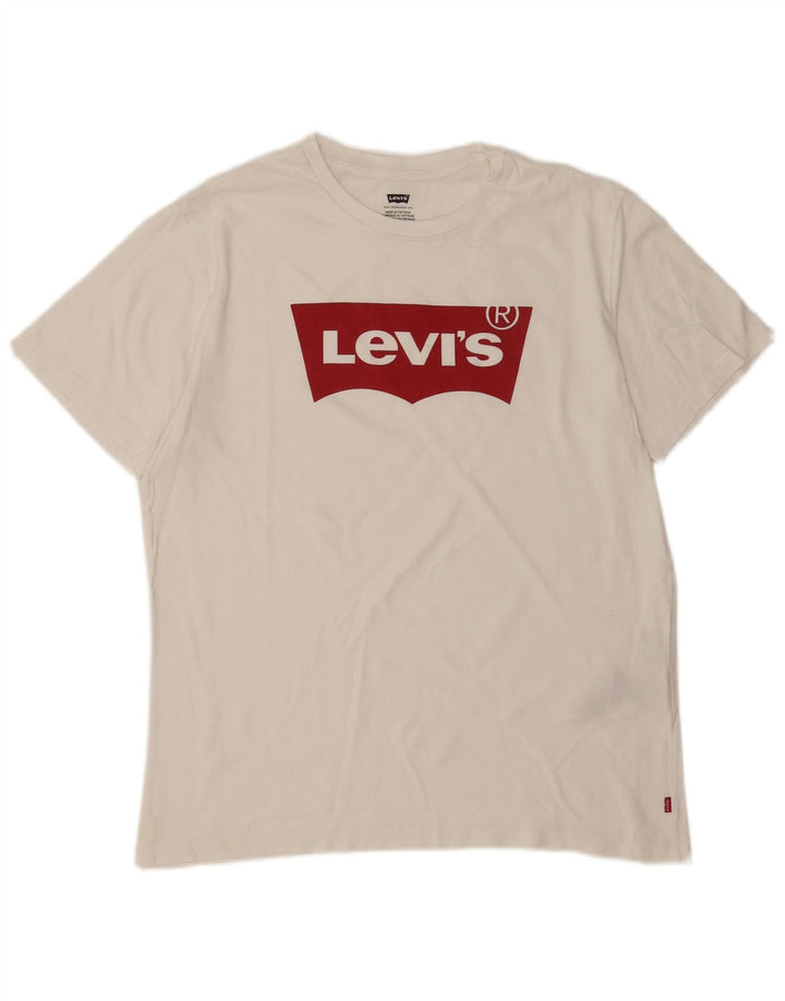 Męska koszulka z grafiką Levi's, średnia, biała bawełna