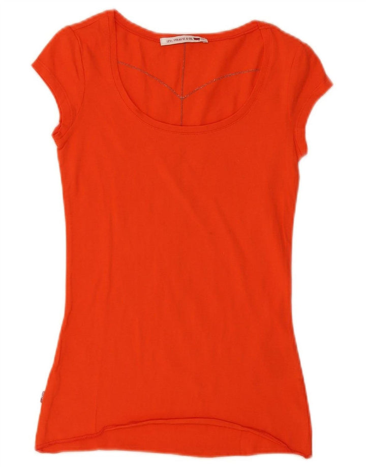 LEVI'S Womens T-Shirt Top UK 8 Small Orange Cotton