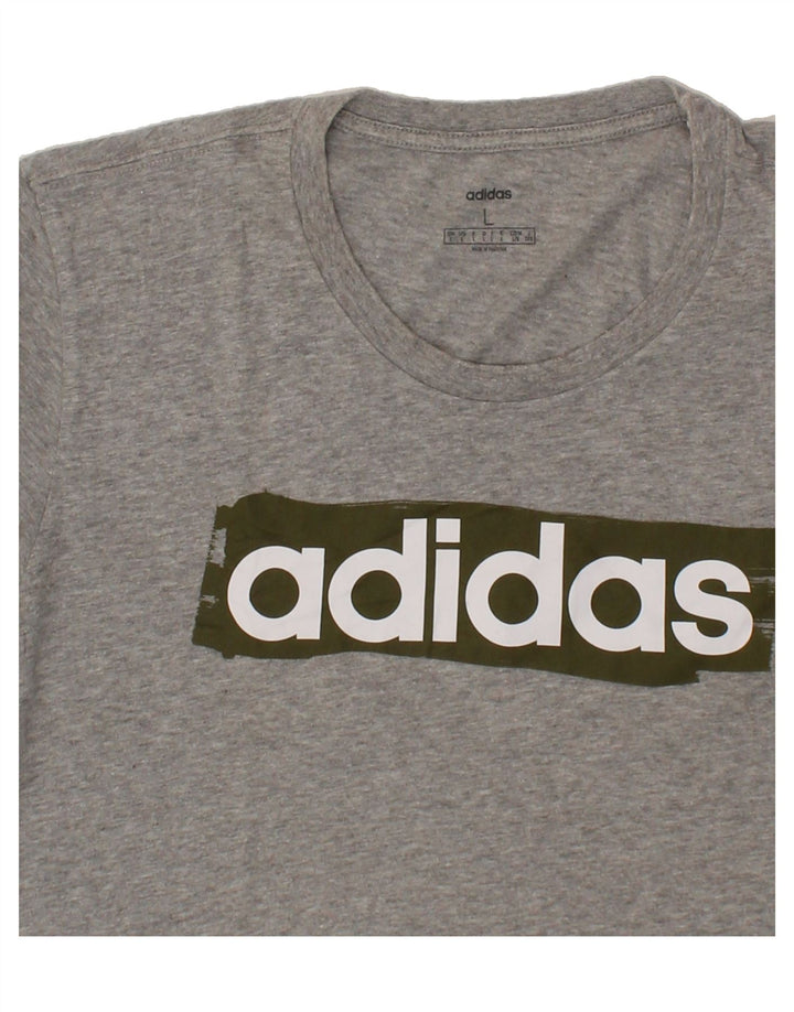 ADIDAS Mens Graphic T-Shirt Top Large Grey Cotton Vintage Adidas and Second-Hand Adidas from Messina Hembry 