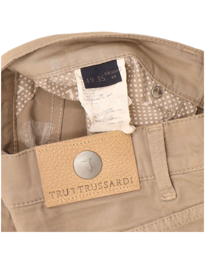 Męskie proste spodnie codzienne Trussardi W33 L31 Beżowa bawełna