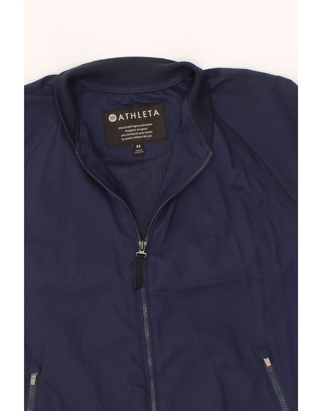 ATHLETA Mens Bomber Jacket UK 34 XS Navy Blue Nylon Vintage Athleta and Second-Hand Athleta from Messina Hembry 