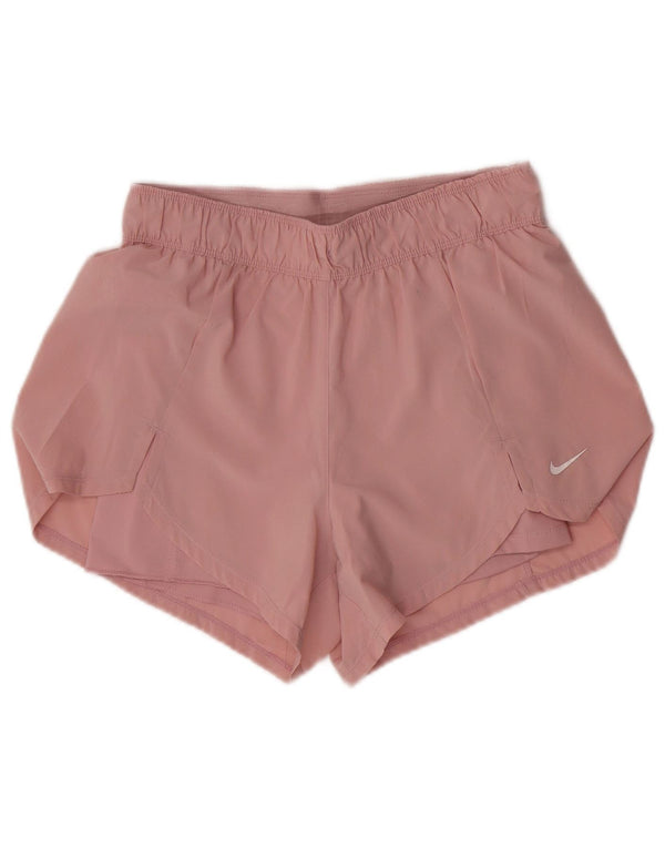 Damskie spodenki sportowe Nike Dri Fit UK 10, małe, różowe, poliestrowe