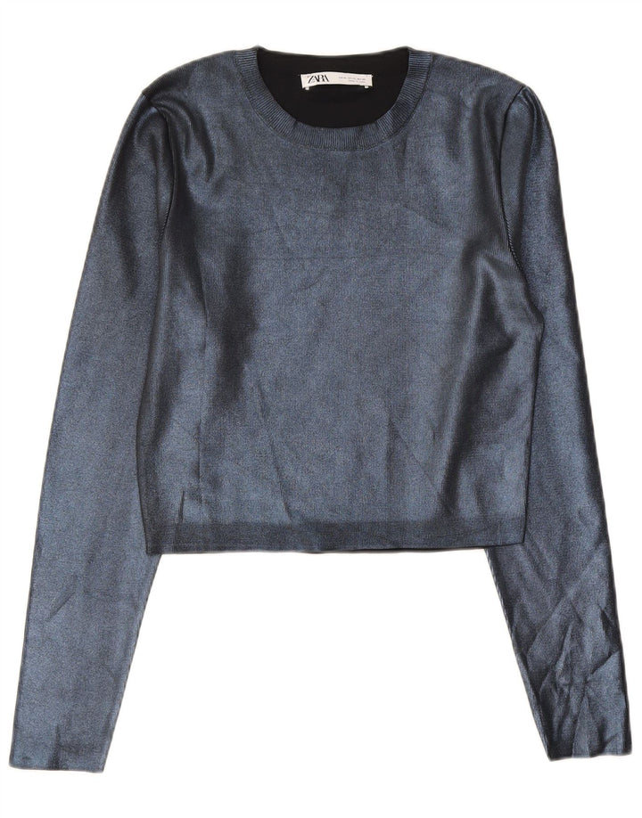 Damski krótki top Zara UK 18 XL, granatowy, poliester
