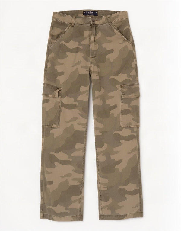 Damskie spodnie cargo z wysokim stanem Hollister Dad US 10 Large W30 L30 Khaki