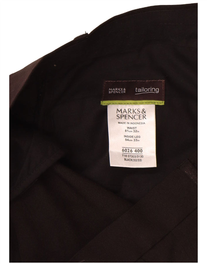 Marks & Spencer Męskie dopasowane proste spodnie chino W32 L33 czarne