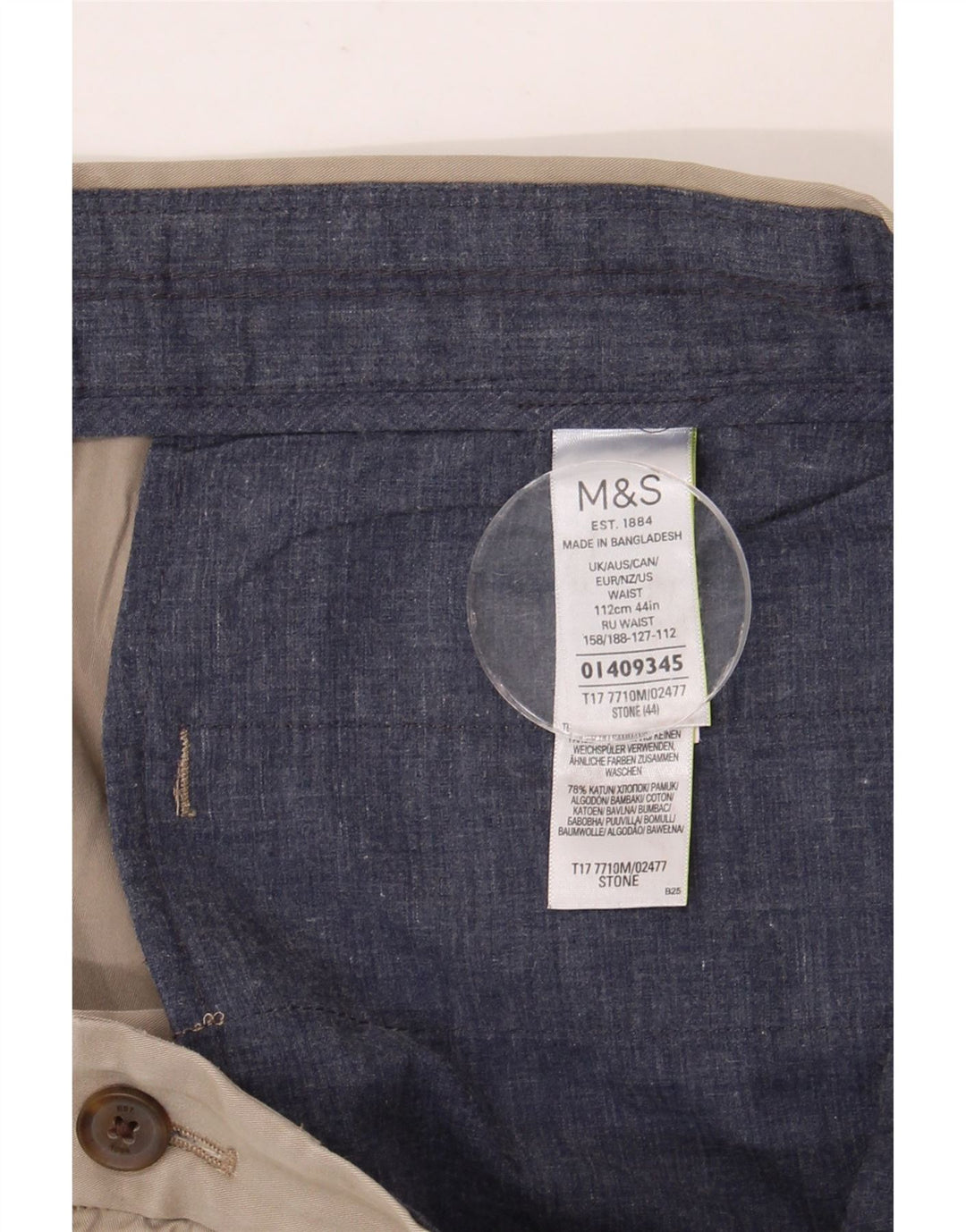 Męskie spodenki chino MARKS & SPENCER W44 2XL beżowa bawełna