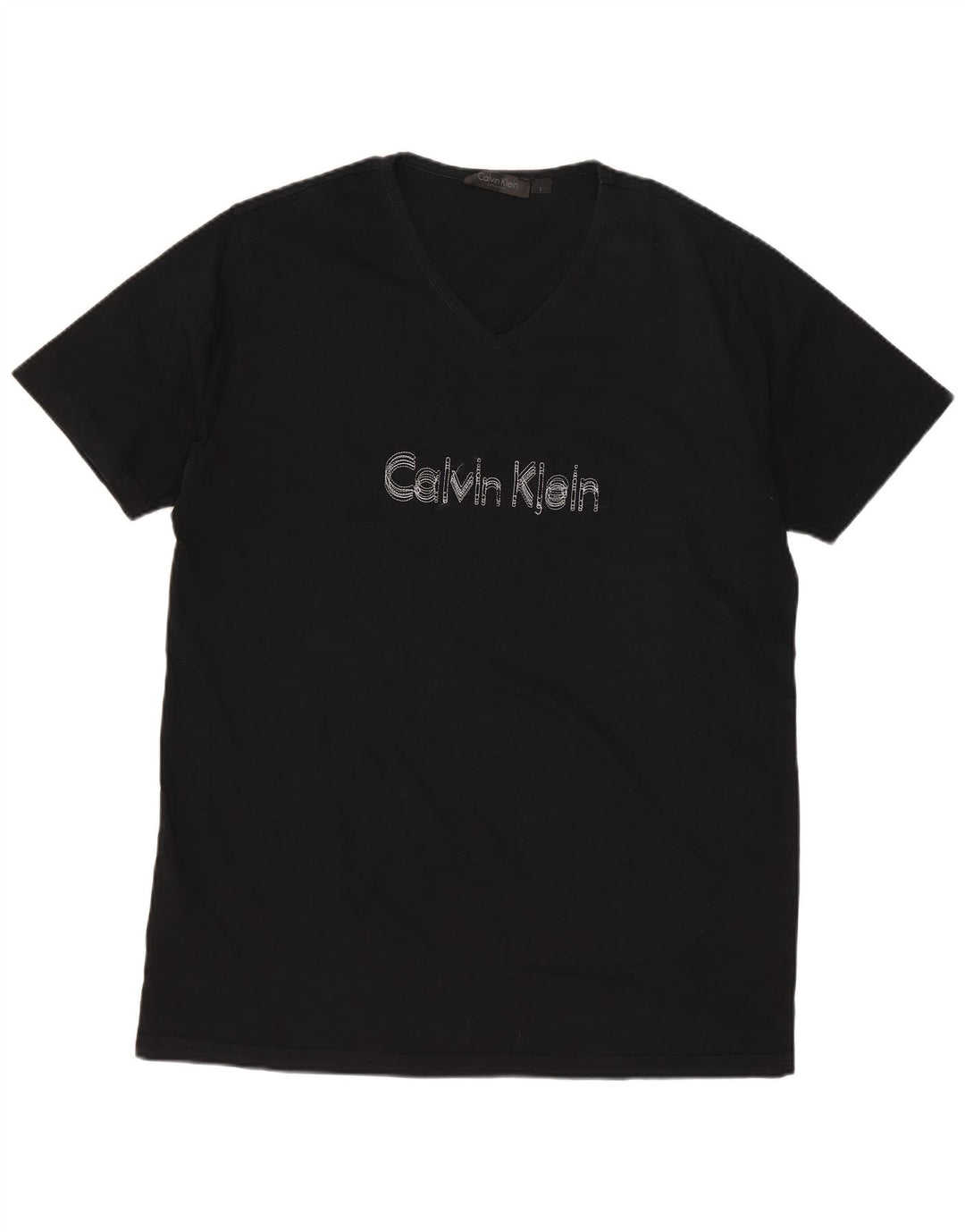 Męski T-shirt z grafiką CALVIN KLEIN, duży, czarny, bawełniany