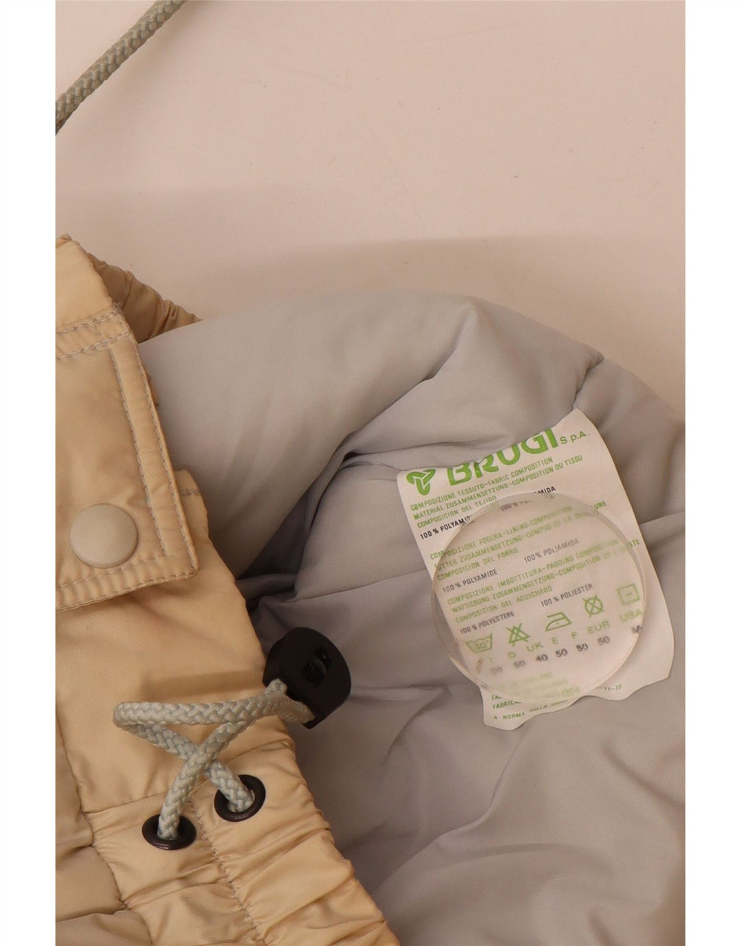 Męska ocieplana kurtka Brugi UK 40, duża, beżowa, z blokami kolorów, poliamid