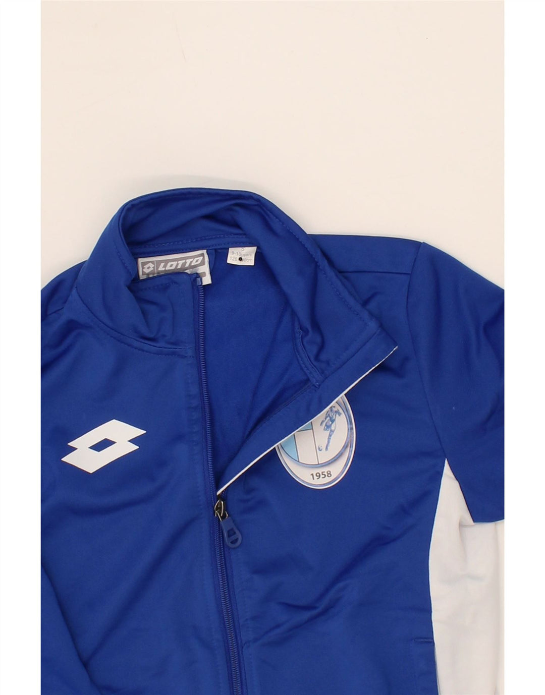 LOTTO Boys Tracksuit Top Jacket 9-10 Years Small Blue Colourblock Vintage Lotto and Second-Hand Lotto from Messina Hembry 